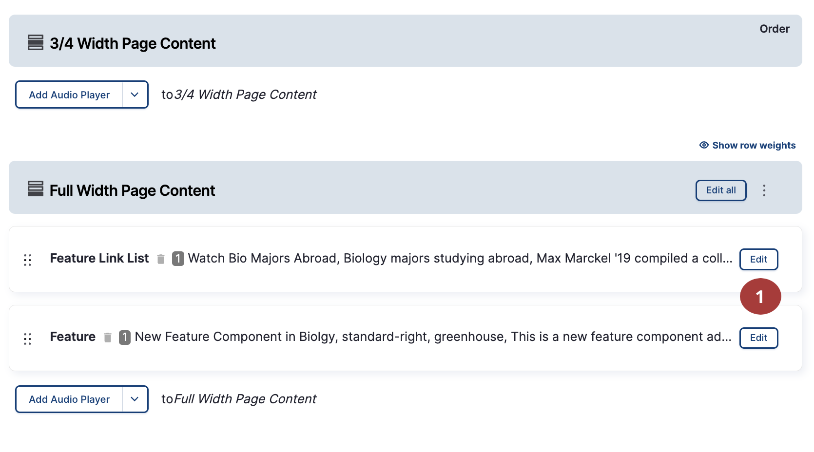 Screenshot showing the Edit button for a component.