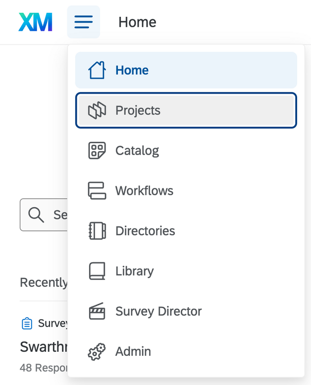 File:Qualtrics Projects item in Main Menu.png