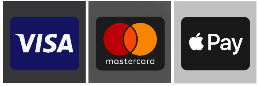 Visa, Mastercard, and Apple Pay payment method logos in color