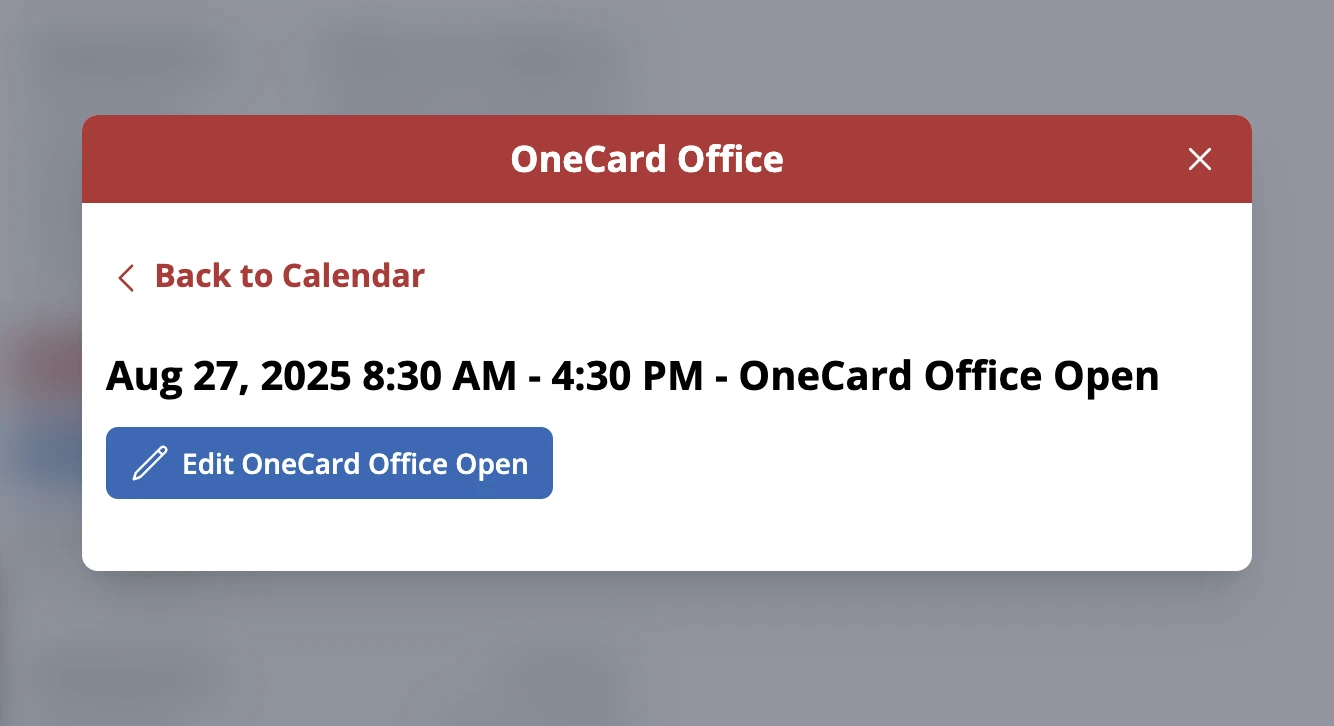 editor view when editing a calendar event for the Dash